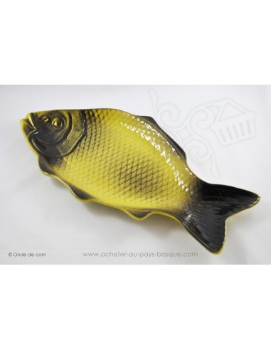 Plats à service poissons jaune et noir - en terre cuite - Jean de la Terre - Ekibidea Cambo les Bains