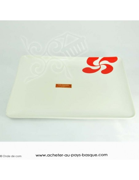 Assiette Basque rectangle - vaisselle traditionnelle basque - livraison course à domicile - laburu 