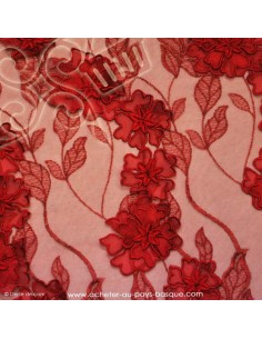 Tissu tulle rouge 3D fleur - tissu habillement - vetement couturiere robe mariée - Dock Biarritz