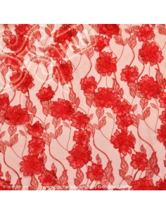 Tissu tulle rouge 3D fleur - tissu habillement - vetement couturiere robe mariée - Dock Biarritz 2