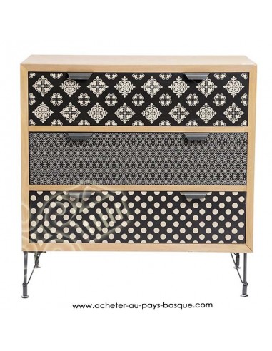Commode motif graphique Jardin d’Ulysse - Pas Sage et des rêves Biarritz - boutique décoration