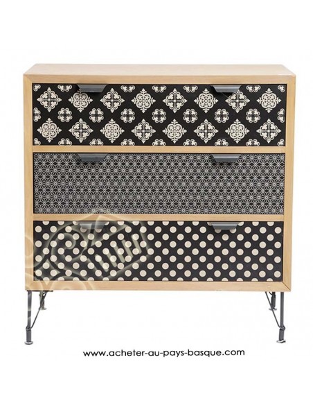 Commode motif graphique Jardin d’Ulysse - Pas Sage et des rêves Biarritz - boutique décoration