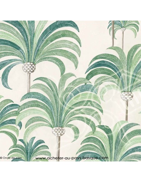 Palmeraie thevenon vert ambiance tropicale - Tissus Ameublement - Tissus des Docks  mercerie - Biarritz