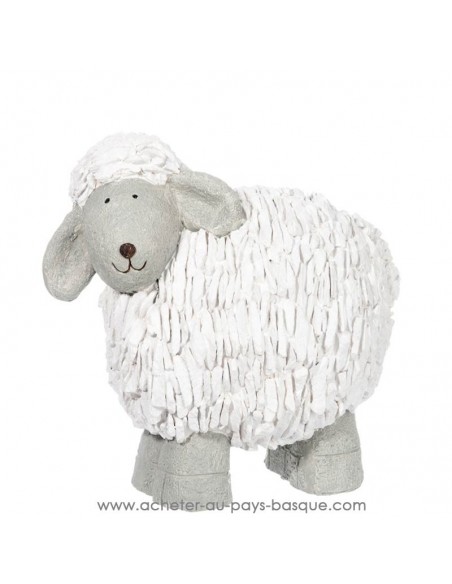 Mouton Basque en résine Blanc et gris - jardin salon chambre terrasse intérieur extérieur déco Pas Sage et des rêves Biarritz