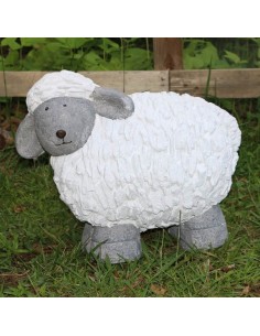 Mouton Basque en résine Blanc et gris - jardin salon chambre terrasse intérieur extérieur déco Pas Sage et des rêves Biarritz