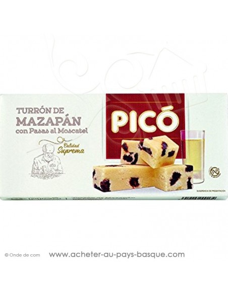 Turron de Mazapan avec des raisins au Moscatel - Pico touron - epicerie confiserie espagnole - livraison produit espagnol