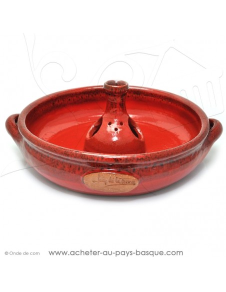 Le Cocoricuit Rouge basque - Jean de la Terre - plat céramique rouge - cuisson de votre poulet volaille présentation originale