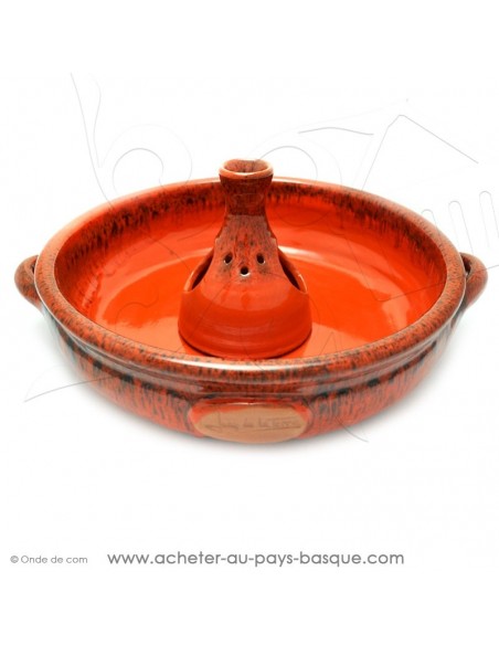 Le Cocoricuit orange- Jean de la Terre - plat céramique orange - cuisson de votre poulet volaille présentation originale