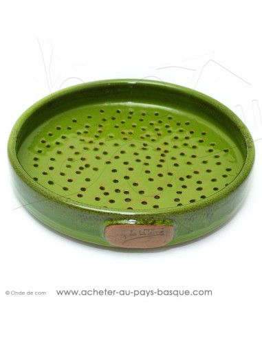 Plat à Tarte à trous vert Quiche Pizza en Terre cuite céramique - Poterie Jean de la Terre