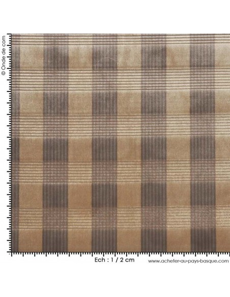 Tissus velours carreaux marron - Tissu ameublement - recouvrement meuble - Dock Biarritz