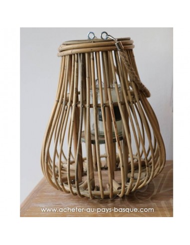 Photophore lanterne poire - Bambou et verre - Pas Sage et des rêves Biarritz - boutique décoration - vente en ligne