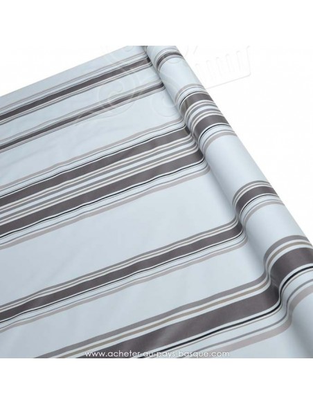 Nappe Toile cirée rayures marron beige - Docks Biarritz - acheter nappe basque