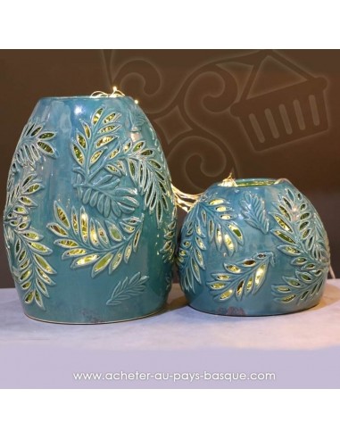 Photophores faïence bleu turquoise ajourés, style hollandais - Pas Sage et des rêves Biarritz - boutique décoration