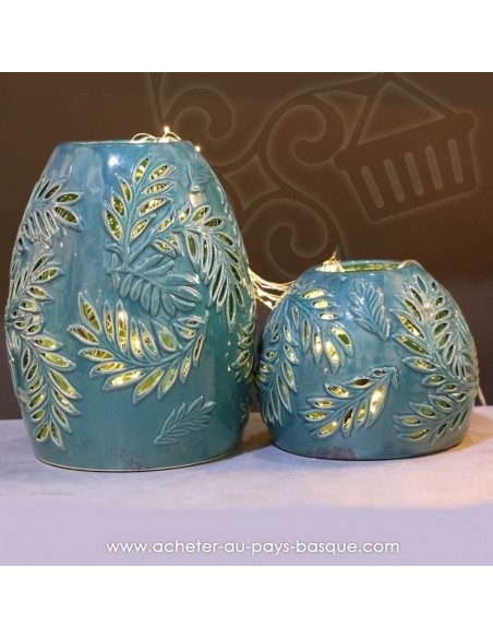 Photophores faïence bleu turquoise ajourés, style hollandais - Pas Sage et des rêves Biarritz - boutique décoration