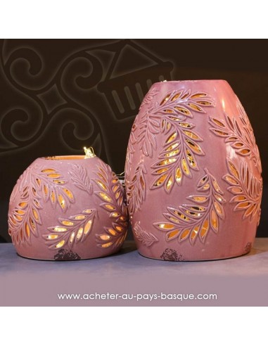 Photophores faïence rose ajourés, style hollandais - Pas Sage et des rêves Biarritz - boutique décoration