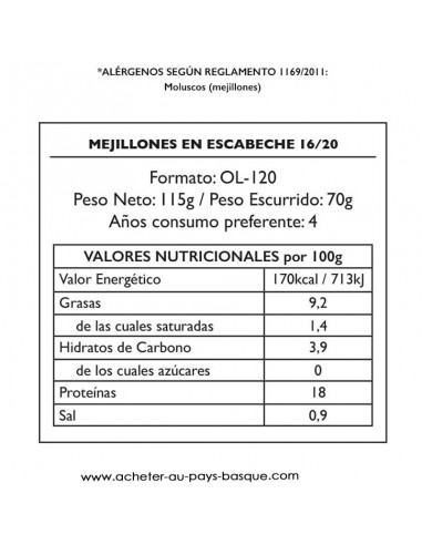 Moule escabeche Pay Pay valeur - aperitif conserve espagnole - livraison a domicile bayonne biarritz anglet