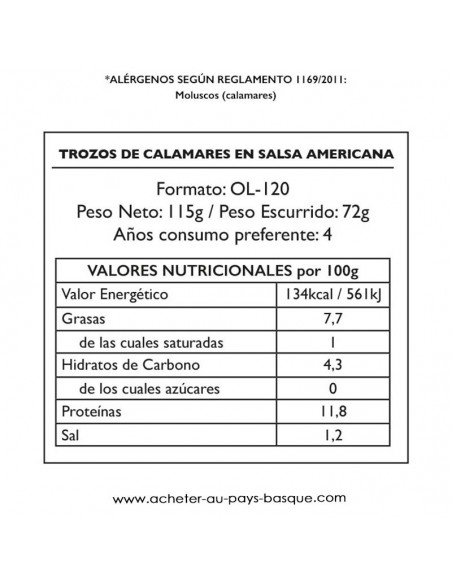 calamars americaine Pay Pay valeur - aperitif espagnol conserve - livraison a domicile bayonne biarritz anglet