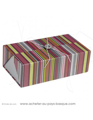 Composez coffret cadeau gourmand déco rectangle rayures basques multicolores carton vide, Idéal composition 