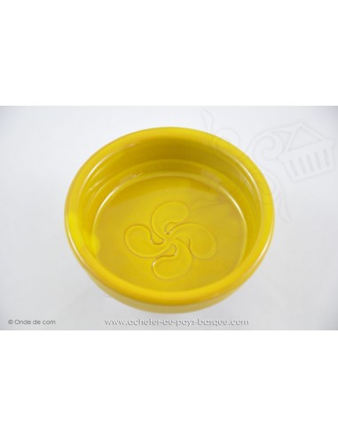Cassolette Croix Basque lauburu jaune -terre cuite de Jean de la Terre - Ekibidea Cambo les Bains