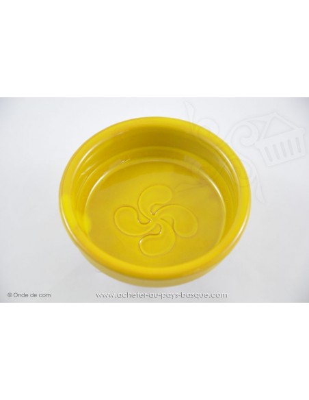 Cassolette Croix Basque lauburu jaune -terre cuite de Jean de la Terre - Ekibidea Cambo les Bains