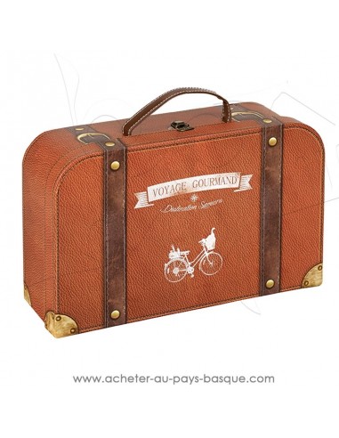 Achetez composez un coffret cadeau illusion valise, très original, incitation au voyage à la gourmandise - poignée simili cuir