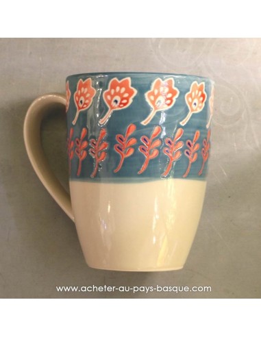 Mug bleu peints main vaisselles - déco Pas Sage et des rêves Biarritz - boutique décoration