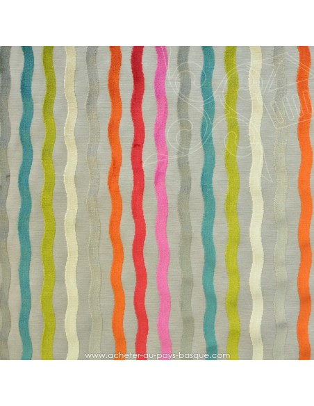 Tissu Ameublement  jacquard Vagues multicolores : coussins, double-rideaux restauration de fauteuil - Docks Biarritz