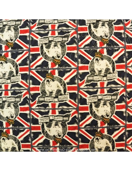 Jersey de viscose Union Jack imprimé bouledogue drapeau anglais vente en ligne Tissu habillement - vetement couturiere en vente
