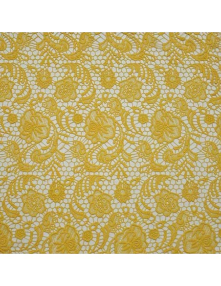 Sabina dentelle  Guipure  coton Jaune Soleil ou vert bleuté - Tissus Habillement - Tissus des Docks- Biarritz