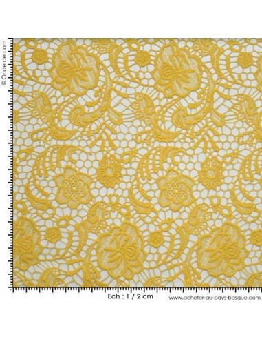 Sabina dentelle  Guipure  coton Jaune Soleil ou vert bleuté - Tissus Habillement - Tissus des Docks - Biarritz