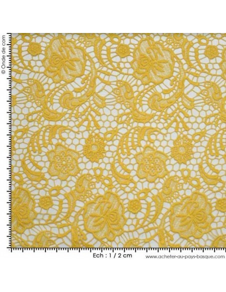 Sabina dentelle  Guipure  coton Jaune Soleil ou vert bleuté - Tissus Habillement - Tissus des Docks - Biarritz