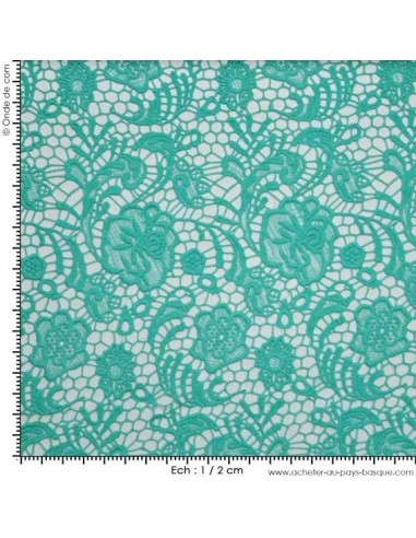 Sabina dentelle  Guipure  coton vert bleuté - Tissus Habillement - Tissus des Docks - Biarritz