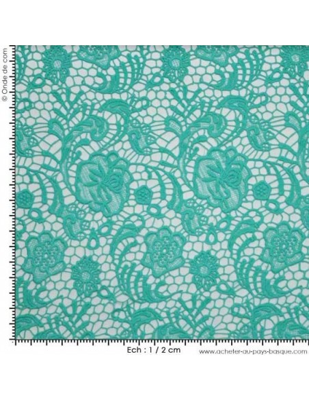 Sabina dentelle  Guipure  coton vert bleuté - Tissus Habillement - Tissus des Docks - Biarritz