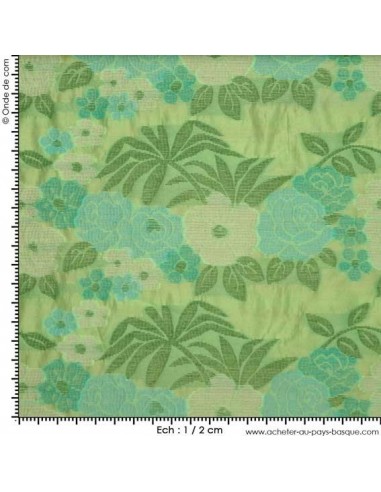 Organza vert prairie fleurs ungaro - Tissus Habillement - Tissus des Docks de la Negresse - Biarritz