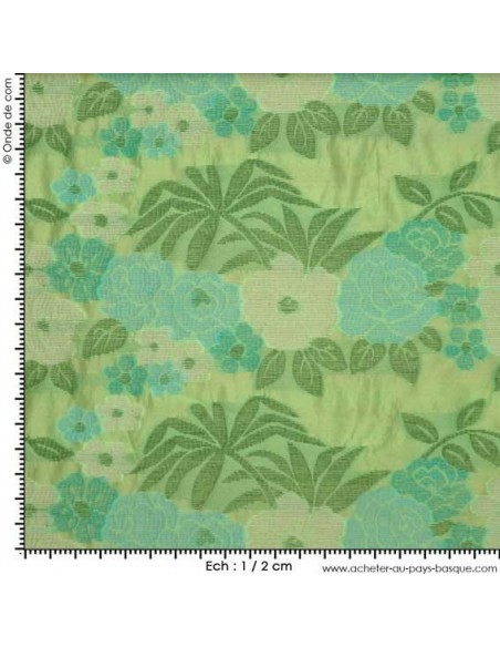 Organza vert prairie fleurs ungaro - Tissus Habillement - Tissus des Docks de la Negresse - Biarritz