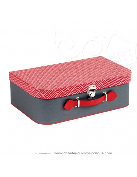 Achetez et composez votre coffret cadeau avec cette Valise carton déco scandinave poignée simili cuir rouge