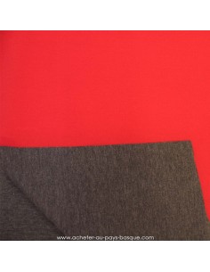 tissu néoprène crêpe réversible rouge framboise et gris anthracite - tissu habillement - Docks Biarritz