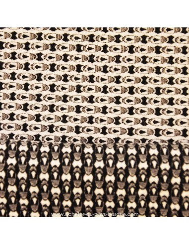 Tissu polyester motifs géométriques noirs blancs et gris - Tissu habillement vente en ligne - Biarritz - vetement couturiere