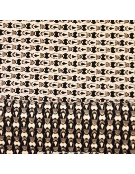 Tissu polyester motifs géométriques noirs blancs et gris - Tissu habillement vente en ligne - Biarritz - vetement couturiere