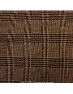 jersey de polyester Prince de Galles marron crême noir  -Tissu habillement vente en ligne - vetement couturiere