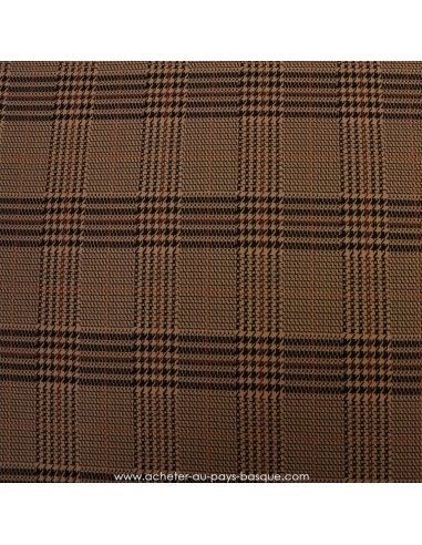 jersey de polyester Prince de Galles marron crême noir  -Tissu habillement vente en ligne - vetement couturiere