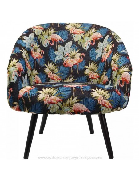 Tissu ameublement Français jacquard Acapulco flamants rose idéal pour recouvrir restaurer un fauteuil