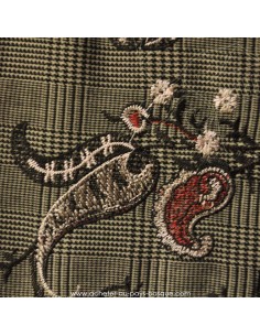 Prince de Galles rebrodé motif floral viscose polyester- tissu habillement - vetement couturiere - Dock Biarritz 2