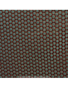 Damassé fond noir gros pois rouge et turquoise polyester - tissu habillement - vetement couturiere - Dock Biarritz