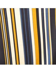 Polyester Crêpe à rayures bleues jaunes blanches - tissu habillement - vetement couturiere - Dock Biarritz