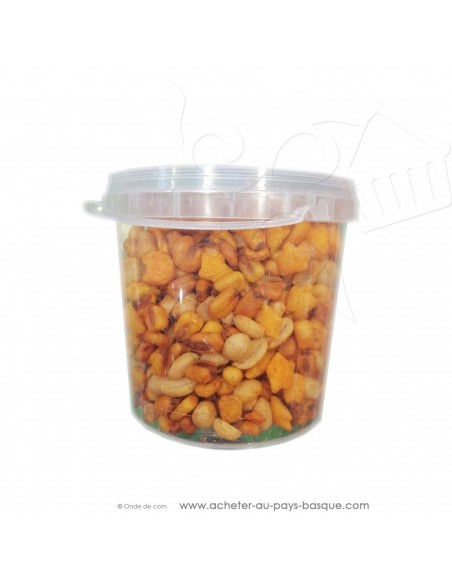 Mélange 280g fruits secs piquant Plis Plas - produits espagnols conserve epicerie - cacahuètes maïs amandes apéritif basque