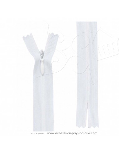 Fermeture éclair zip invisible blanc 60 cm - confection vêtements - création habillement - Haut de gamme - mercerie biarritz