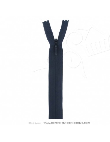 Fermeture éclair zip invisible marine 60 cm - confection vêtements - création habillement - Haut de gamme - mercerie biarritz