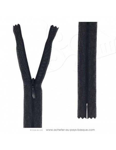 Fermeture éclair zip invisible noir 60 cm - confection vêtements - création habillement - Haut de gamme - mercerie biarritz