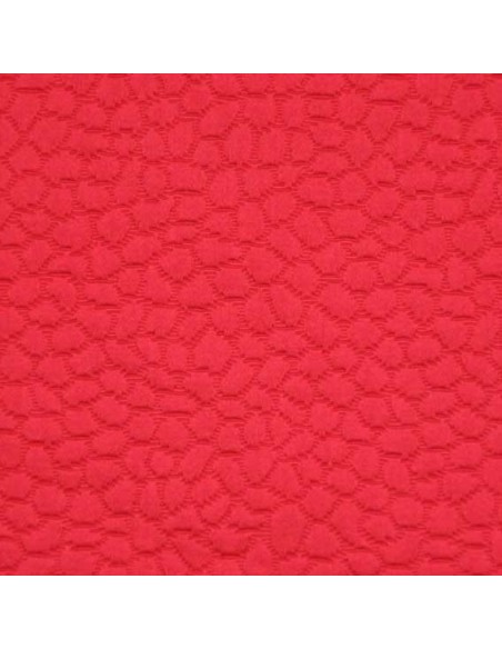 Piqué de coton relief forme uni Rouge - Tissus Habillement - Tissus des Docks - Biarritz